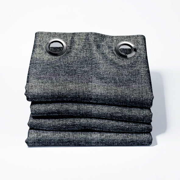 Arcadia Obsidian Silicon Coated Blockout Eyelet Curtain
