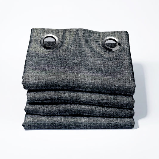 Arcadia Obsidian Silicon Coated Blockout Eyelet Curtain